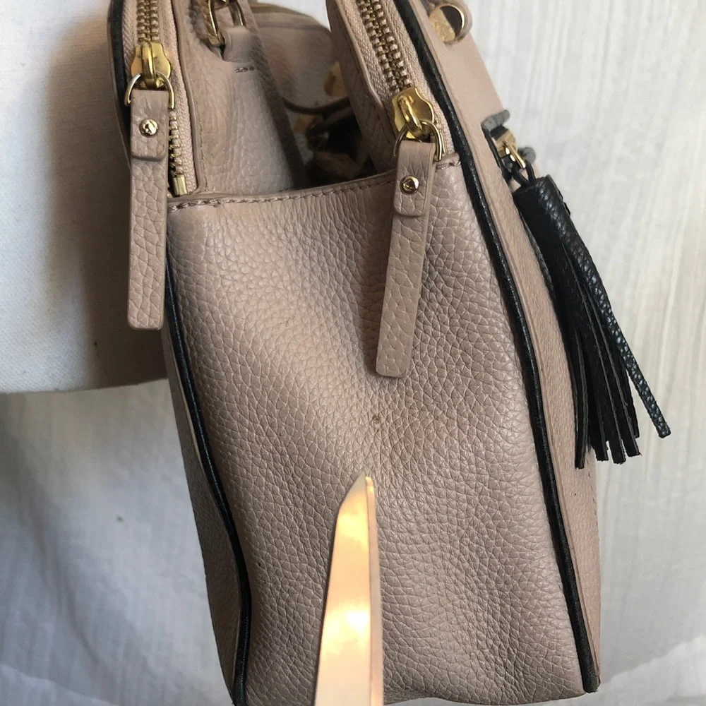 KATE SPADE dusty pink pebbled leather large satchel purse bag